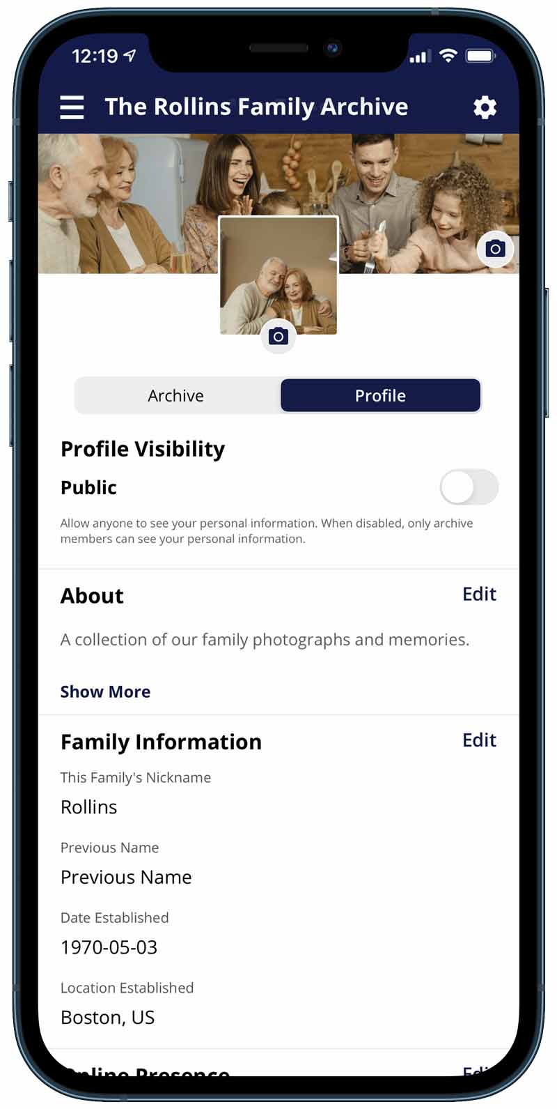 permanent ios app showing public profile of user